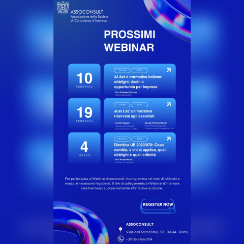 PROSSIMI WEBINAR ASSOCONSULT: Partecipa anche tu e iscriviti!